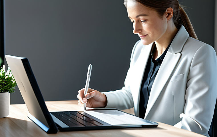 A calm individual, fully clothed in modest business attire, sits confidently at a sleek, minimalist desk in a modern, sunlit home office. They are focused on a transparent tablet displaying intricate, encrypted digital health records, subtly illustrating personal data ownership and secure access. The scene emphasizes empowerment and privacy. Perfect anatomy, natural pose, well-formed hands, correct proportions, professional photography, high quality, safe for work, appropriate content, family-friendly.