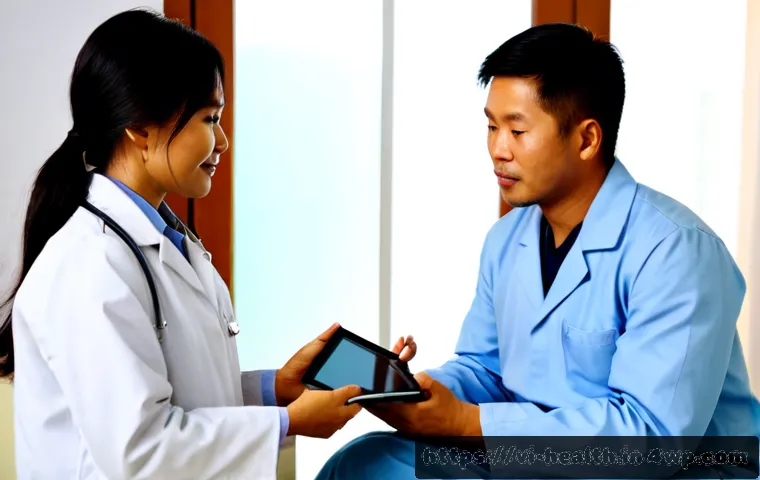 Home 17 환자 중심의 의료기록 관리 방법 - Photorealistic patient-centered medical records consultation in a modern Vietnamese clinic, a Vietna...